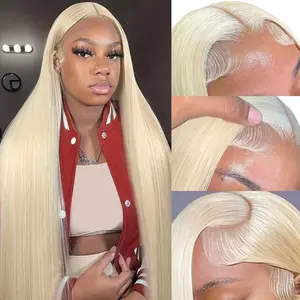 GK 613 13x6 Lace Front Wig Human Hair 180% 613 Lace Front Wig Human Hair Straight Blonde Wig Human Hair 613 Hd Transparent Lace Frontal Wig 13x6 Pre Plucked With Baby Hair