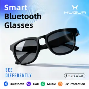 HUGUR Wireless Smart Glasses - Wearable Tech Glasses, Multifunctional Audio Sunglasses with Built-in Mic, Speakers, UV Protection, Waterproof Design, Ideal for Summer Music Use (Unisex)