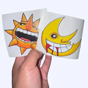 Stickers for Car Laptop Flasks Water Bottles etc Water-Proof and UV-Resistant Indoor Outdoor Use 5 Inches Tall 1 oz Weight Sun and Moon Designs
