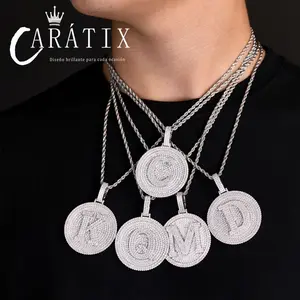 CARÁTIX -  VVS Synthetic Moissanite A to Z Customize 26 Letters Round Brand Pendant Hip Hop Style Circle Chain
