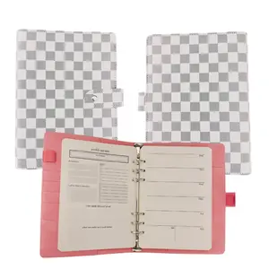 A5 White Checkered Planner for Mental Wellness 6-Ring [Daily, Weekly, Monthly] with Goal Setting, Mood Tracker, CBT Exercises