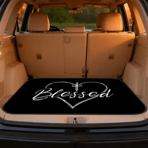1pc, Vehicle Cargo Floor Mat with Heartfelt Blessing Design artwork, universal trunk liner for SUV, sedan, or hatchback, great for business vehicles, outdoor gear, family trips, and vehicle organization | Auto Boot Liner