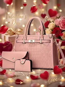 Elegant 3-Piece Handbag Set for Women | Structured Crocodile Embossed Satchel with Matching Wallet & Card Holder | Large Capacity Work Tote & Crossbody Bag | Old Money Aesthetic