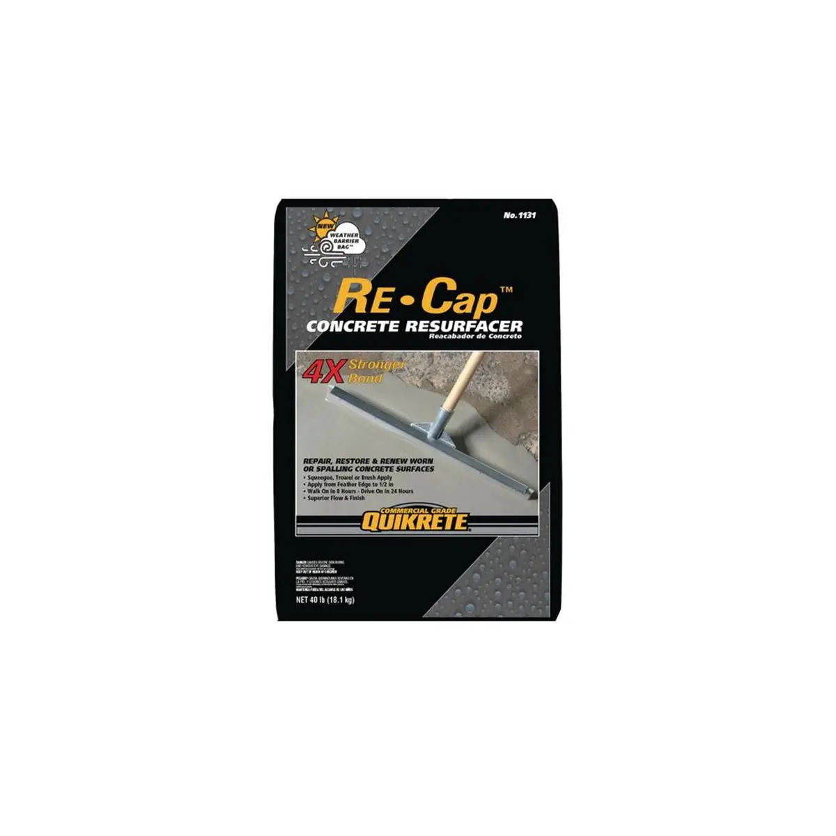 Quikrete 7346570 40 lbs Re-Cap Concrete Resurfacer for Automotive & Motorcycle Car Washing & Maintenance Paint Care Repairs, R-Cap Concrete Resurfacer