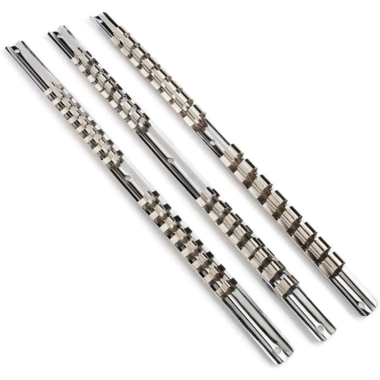 Socket Organizer Set,  3- Metal Socket Holders/Socket Sliding Rail, 1/4-Inch, 3/8-Inch, 1/2-Inch