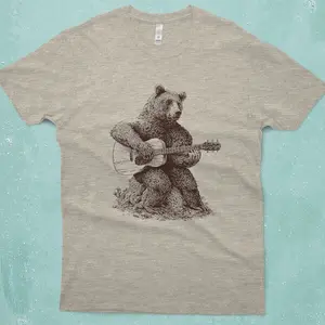 Bear Guitar T-Shirt - Bear Playing Guitar Shirt - Men's Bear Shirt - Men's Graphic Tee - Bear Tshirt - Bear Gifts Music Gift