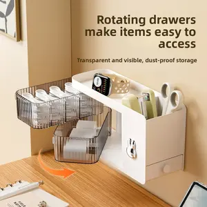 Rotating Wall-Mounted Multi-Functional Desktop Storage Box, Modern Storage Organizer, Organize Phone Charger Cables, Bathroom Small Items, Home Office Use