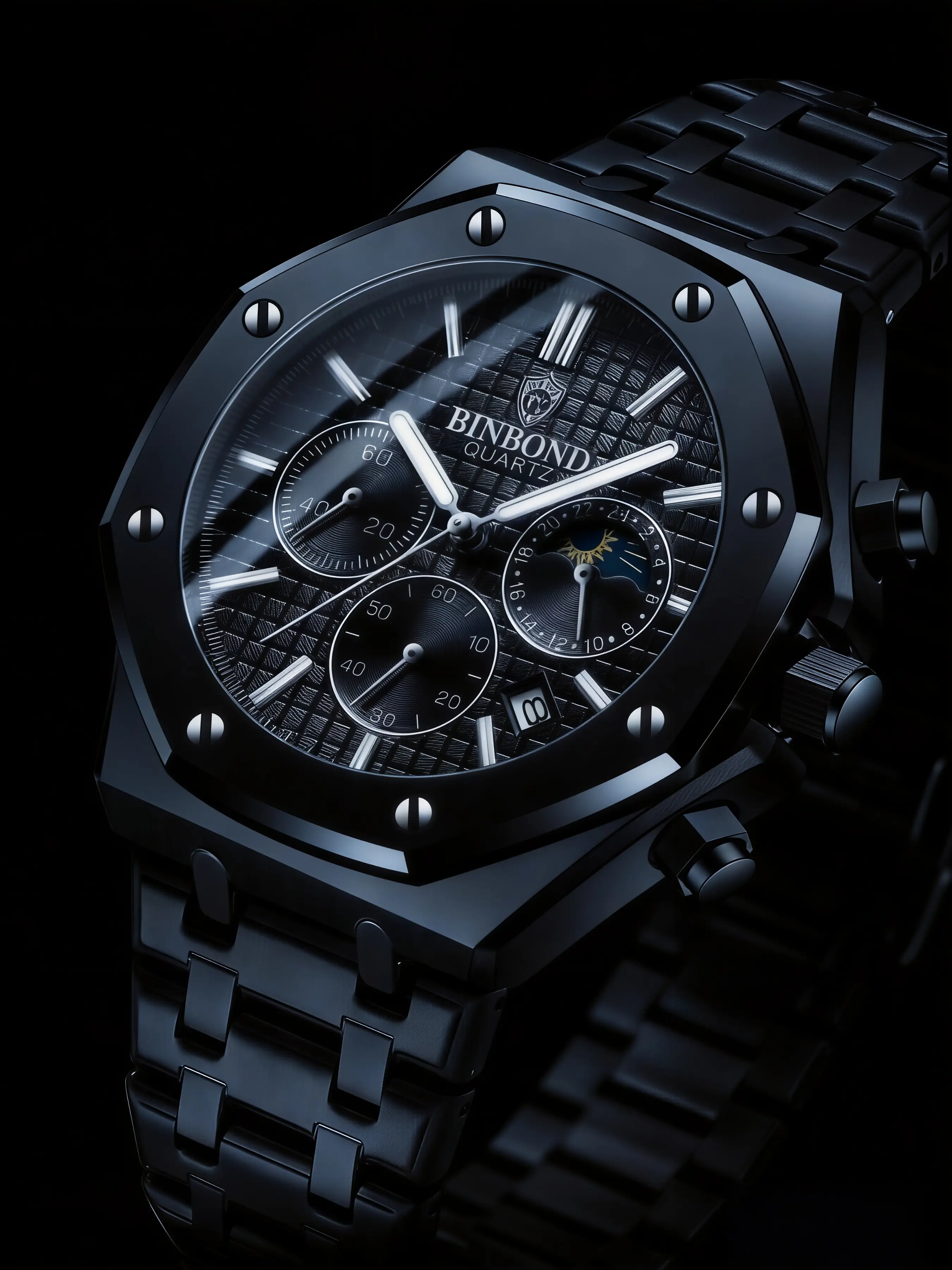 Multifunctional Automatic Chronograph Watch, Luxury Business Men's Wristwatch, High End Watch, Durable Watch, Stainless Steel Quartz, Calendar, Luminescent Hands & Markers, Business Fashion Watches, Quartz Analog Watch
