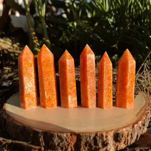 Natural AA+ Sunstone Towers Orange Points Obelisks Healing Energy Crystal Collection Mineral Specimens Home Decoration Gift