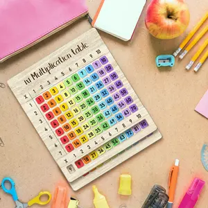 Multiplication Table Composite Wood Board Set, Ideal for Math Classrooms & Back-To-School Gifts, Multifunctional Wooden Craft, Natural Wood Design, Math Learning Tools