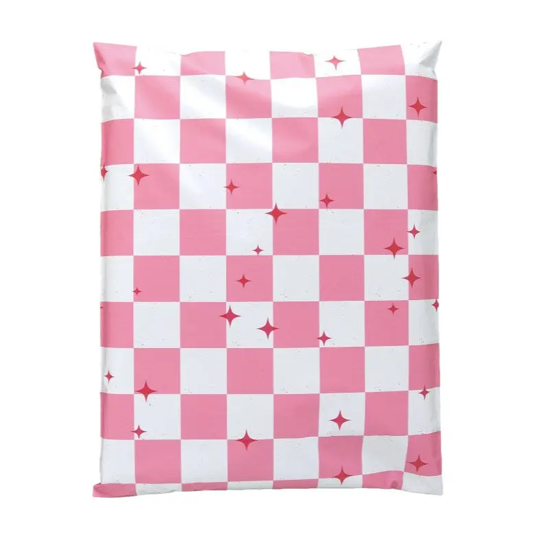 Pink Plaid Poly Mailers Size 10x13 Colorful Shipping Bags