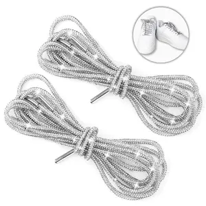 Rhinestone Glitter Shoelaces, 2PCS 47in Sparkly Casual Shoe Accessory, DIY Drawstring Tie for Shoes, Bridal Wedding Footwear