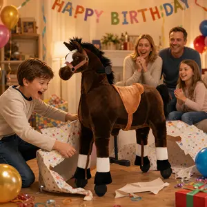 LInor Ride on Horse for Big Kids - 35.43'' Height, Riding Horse Mechanism, No Battery or Electricity, Plush Material, Max Load 165LBS Seat Play Cute
