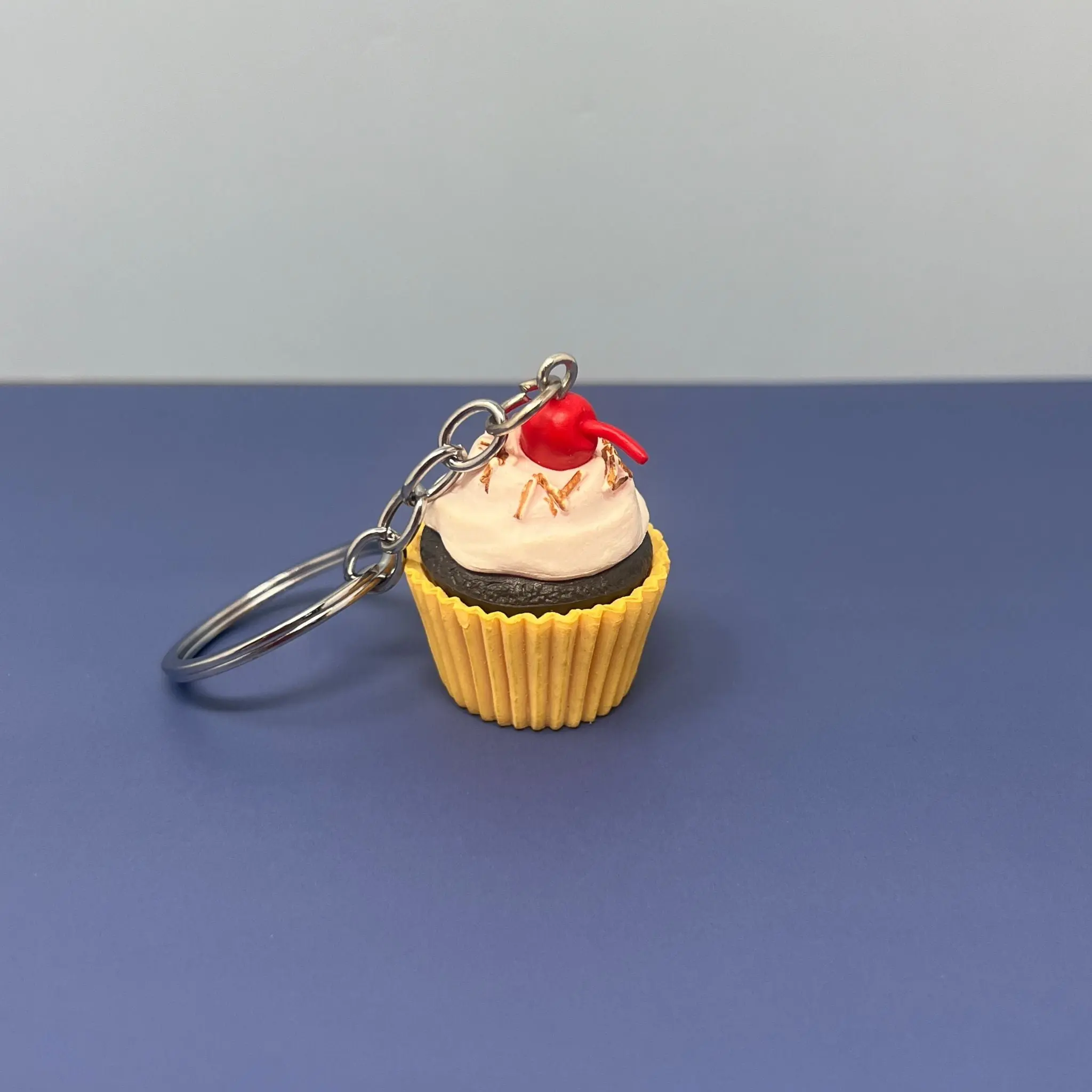 Cupcake Keychain Bag Charm with Cherry – Cute Dessert-Inspired Charm for Bags, Backpacks, and Keys
