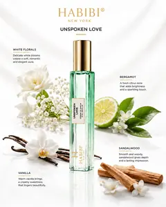 HABIBI NEW YORK Unspoken Love 10 ml Extrait de Parfum Travel-Pocket-Miniaturized Refreshing Floral Jasmine Unisex Fragrance - Soft Scent with Sandalwood, Rose, Pear, Musks, Citrus Notes for Daily, Special Occasions, Refreshing Unisex Fragrance