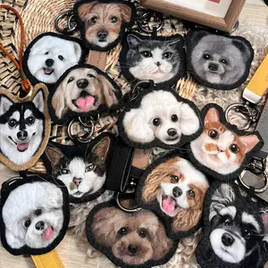 Personalized Pet Portrait Hanging | Felted Wool Animal Keychain or Wall Charm | Cute Custom Home Decor Idea