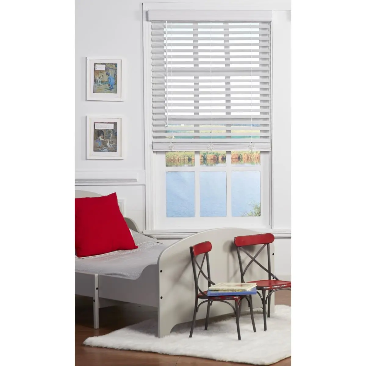 212 MAIN Certified Child Safe Faux Wood Cordless Blinds with Valance, 2-Inch Slats, Modern Room Darkening for Privacy in Living Space, Easy Outside Mount, 29x72in White, Filtered Light, Spot Clean