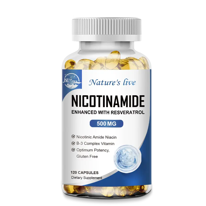 Nicotinamide with Resveratrol Dietary Supplement - 120 Natural Edible Veggie Capsules - 500mg Vitamin B3 (Niacinamide Flush Free) - Supports NAD, Skin Cell Health, Energy & Metabolic Boost for Fitness & Healthcare, Vitality