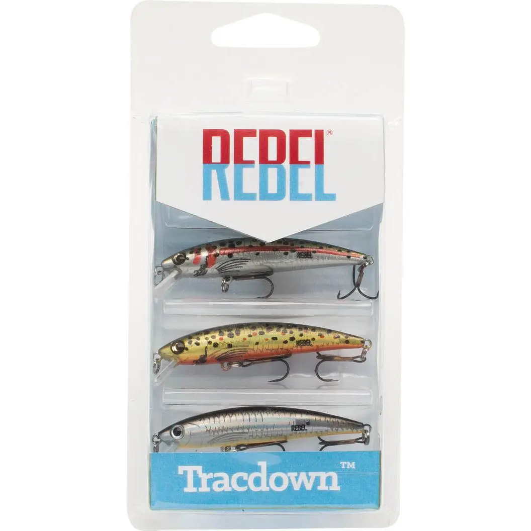 Slow-Sinking Minnow Lures 3-Piece Variety Pack, 1-5/8 Inches Hard Baits for Bass and Trout Fishing, Effective on Fast or Slow Retrieve in Cold, Still Water, Erratic Side-To-Side Darting Action, Excels In Cold, Still Water, Quality Components, Rebel Tracdo