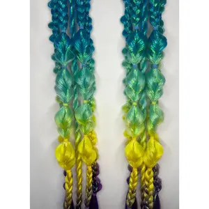 Blue Yellow Purple Braids, Cool Toned Ombre Festival Braids -- MEDIUM WEIGHT