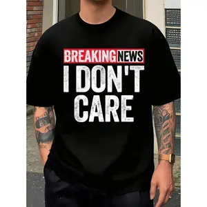 Bold Printed T-Shirt with "Breaking News I Don't Care"