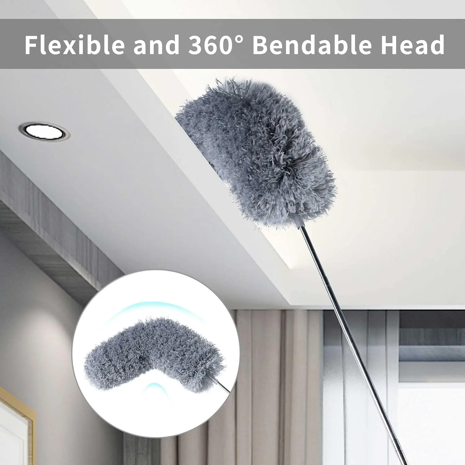 Telescopic Cleaning Brush, Long Handle Extendable Dust Removal, for Home Office Car Furniture, Cleaning Tools & Dusting Brush, Homeowners Renters, Telescopic Duster Long Handle Brush