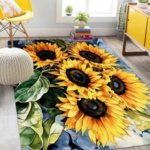 Sunflower Pattern Area Rug, 1 Count/2 Counts Non-slip Washable Floor Mat, Decorative Carpet for Home Living Room Bedroom Study Room