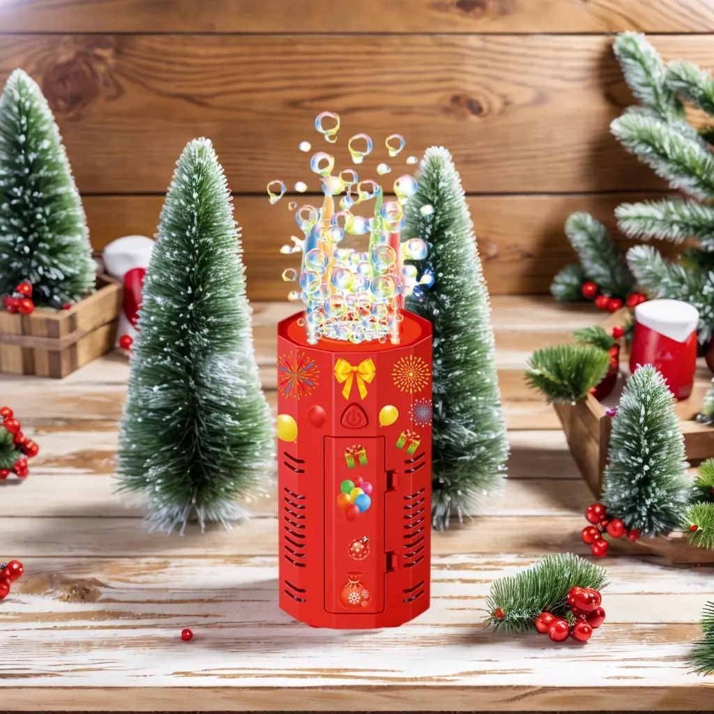 Fireworks Bubble Machine , Portable Automatic Bubble Machine with Lights , Bubble Maker Toys for Kids Outside Activities Parties Wedding Christmas Bubble Liquid/Batteries Not Included