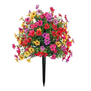 Artificial Flowers for Outdoor Indoor Garden Home Decoration, Plastic Faux Flowers, Faux Flower Daisy with Eucalyptus Leaves Fake Plants Greenery Boxwood Porch Patio Summervibes
