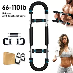 Arm Strength Trainer U-shaped Multi-functional Adjustable Forearm Strengthener Chest Exercise Equipment, Triceps, Portable Spring Resistance 2 Levels Of Adjustable Resistance Bands, Comfortable Grip, Detachable Design,60-110LBS, Home Gym Equipment