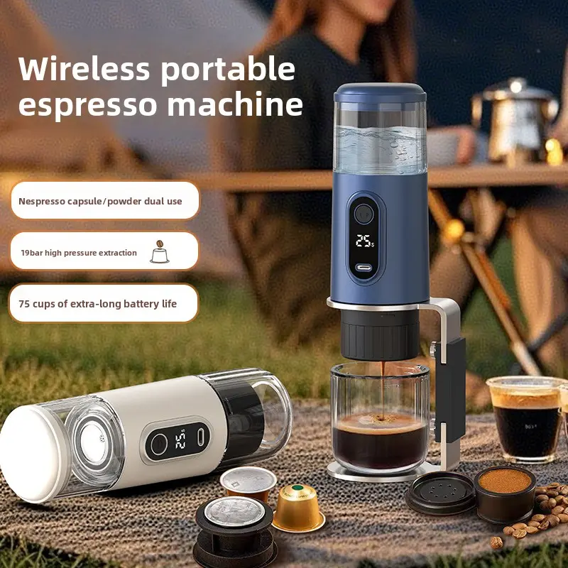 Wireless Italian All - in - One Coffee Machine for Capsule & Ground Coffee - Rechargeable, Portable for Outdoor. A Fun Gift for Adults, Ideal as Unique Gifts for Man and Household Items