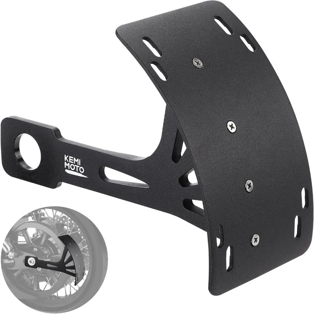 License Plate Bracket For Motorcycle, Universal Curved Side License Plate Holder, Black