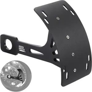 License Plate Bracket For Motorcycle, Universal Curved Side License Plate Holder, Black