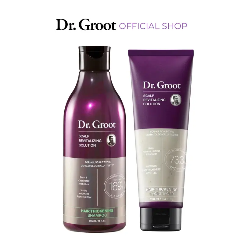 Dr. Groot Scalp Revitalizing Solution Thickening Essentials Duo - Biotin & Rosemary Shampoo and Conditioner Set Haircare Blend