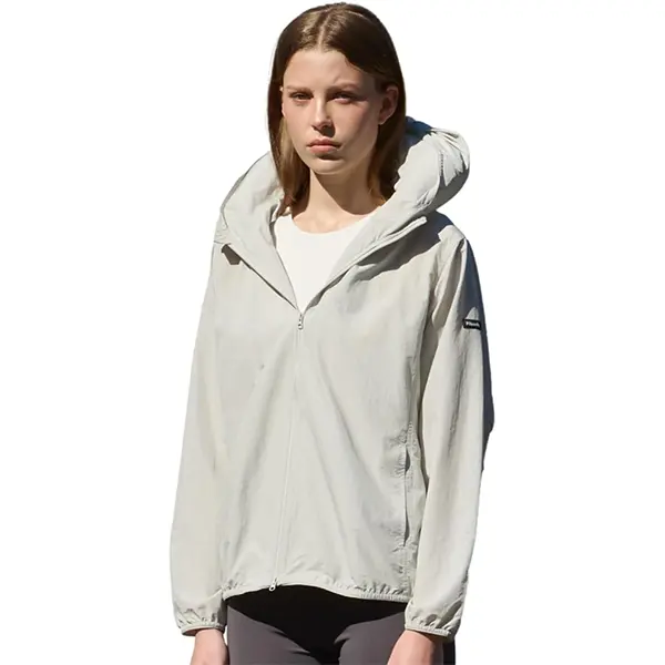 Pillowdy Windbreaker with Inflatable Neck Pillow, Water-Resistant Jacket (Light Grey)