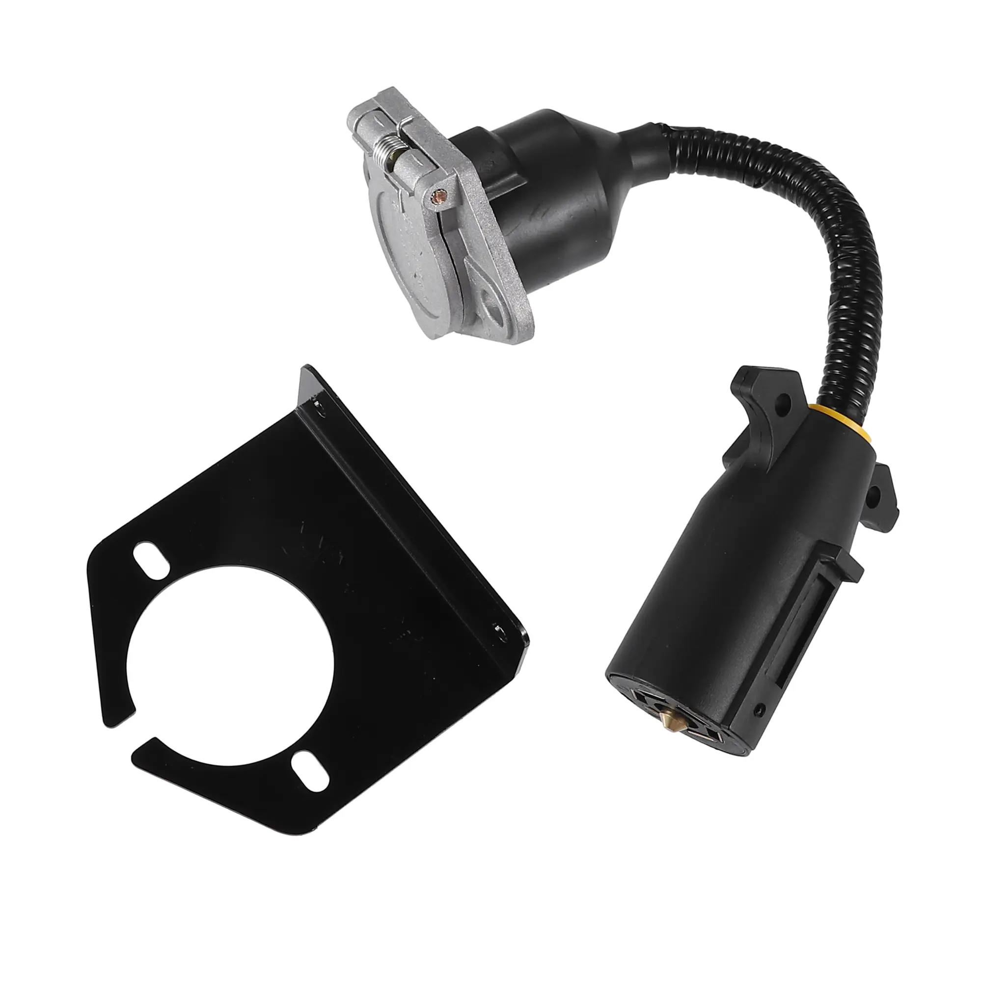 7 Pin Trailer Wiring Harness Extension Connector Vehicle-Side Truck Bed 7 Way RV Wiring Plug Harness Extension 7 RV Blade To 7 Round Pin Trailer Adapter
