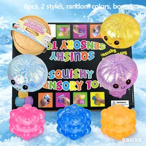 1/6pc Novel stress relief toy set, Squishy sensory fidgets, relieves anxiety, slowly rebounds, fun interactive design, cute desktop accessories suitable for office workers, party gifts, boxed