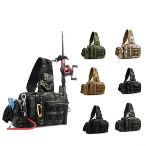 Fishing Tackle Backpack, Fishing Fanny Pack, Crossbody Bag, Tackle Storage Bag, Fishing Tackle Box Organizer with Rod & Gear Holder, Fishing Gear Accessories, Ideal for Fishing, Camping, Hiking