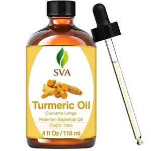 SVA 100% Pure Natural Turmeric Essential Oil - 4 Fl Oz with Dropper, Soothing Multi Use Oil for Aromatherapy Diffuser, Skin, Hair & Body Care, Cosmetic & Massage Preparation
