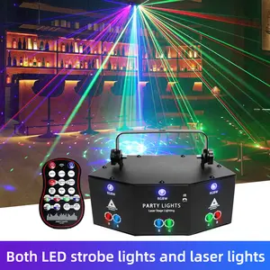 Flower Dance New 9 Eyes RGBW LED Laser DMX Club Light with Remote Sound Activated Stage Lighting Auto Mode for Family Party Clubs Holiday Halloween Christmas Decoration