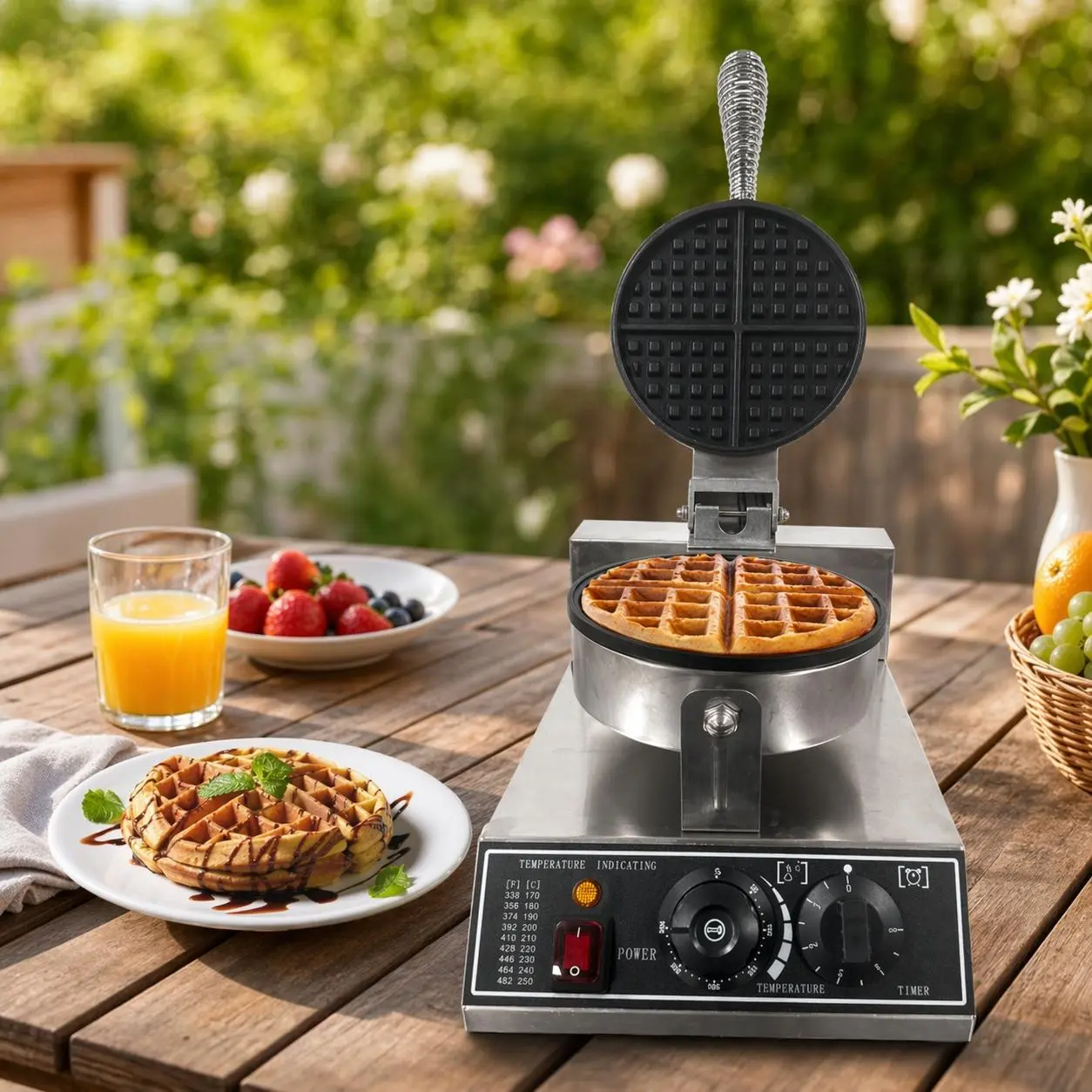 Professional Belgian Waffle Maker - 1200W Fast Heating Stainless Steel Toasters, Non-Stick Plates for Home & Café Perfect Golden Waffles