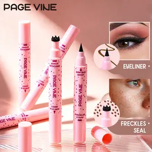 1/3 PC PAGE VINE 2-in-1 Liquid Eyeliner & Freckle Stamp Pen, Dual-ended Makeup Tool, Long Lasting Waterproof, Natural Freckle & Wing Eyeliner Effect, EyelinerStamp, FrecklePen, DualEndedMakeup, EyeBeauty