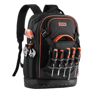 VEVOR Tool Backpack, TikTokShopBlackFriday, Heavy-duty Tools Storage Organizer Work Bags with Laptop Compartment & Molded Base, Electrician Jobsite Backpack for Electrician, Repairman, and HVAC Techs