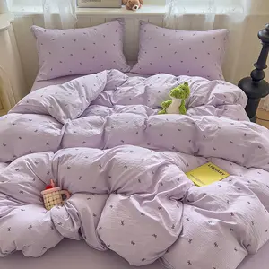 Lilac Bow Puff Bedding Set
