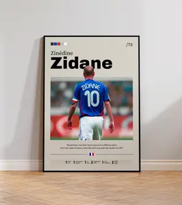 Zinedine Zidane Poster, Zidane Soccer Wall Art, Football Decor, Equipe de France Print, Sports Artwork, Gift for Fans, Home Decor