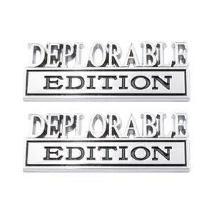 2PCS 3D Raised Letter Deplorable Edition Emblem Car Decal - Metal Sticker for Vehicles, Trucks, Motorcycles, SUV - Durable Door Tailgate Bumper Badge Auto Decoration