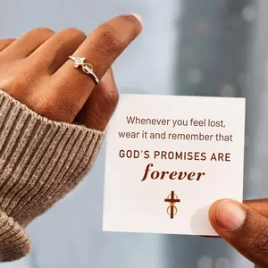 Gods' Promises Are Forever Infinity Cross Ring Inspirational Jewelry Engraved Faith CZ Cross Ring for Daily Wear