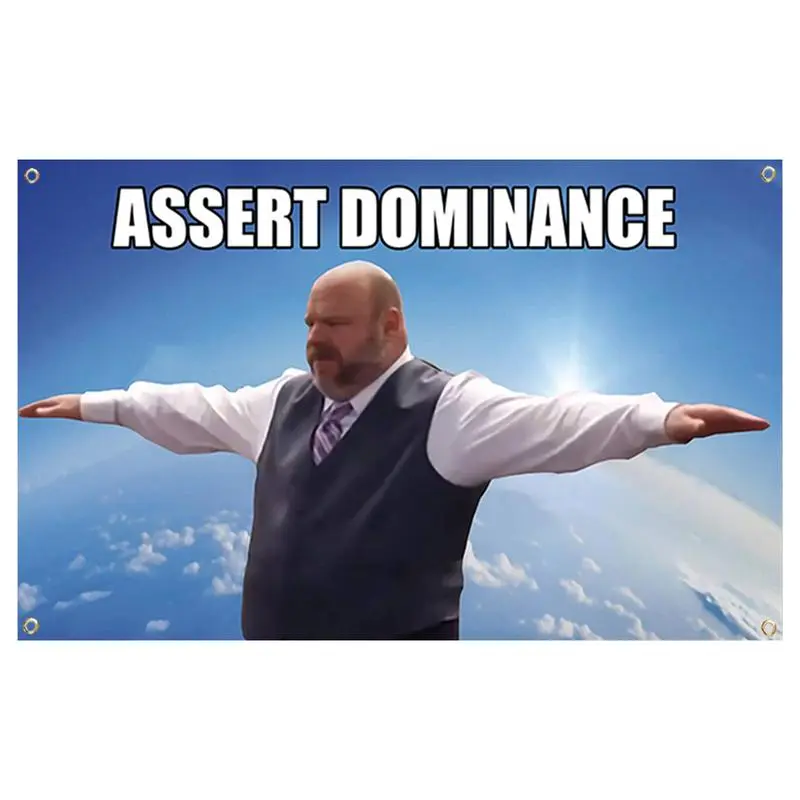 Bertram Assert Dominance Funny Tapestry, 3x5Ft Home Decor Banner with 4 Brass Grommets for College Dorm Man Cave, Hanging Indoor Wall Decoration