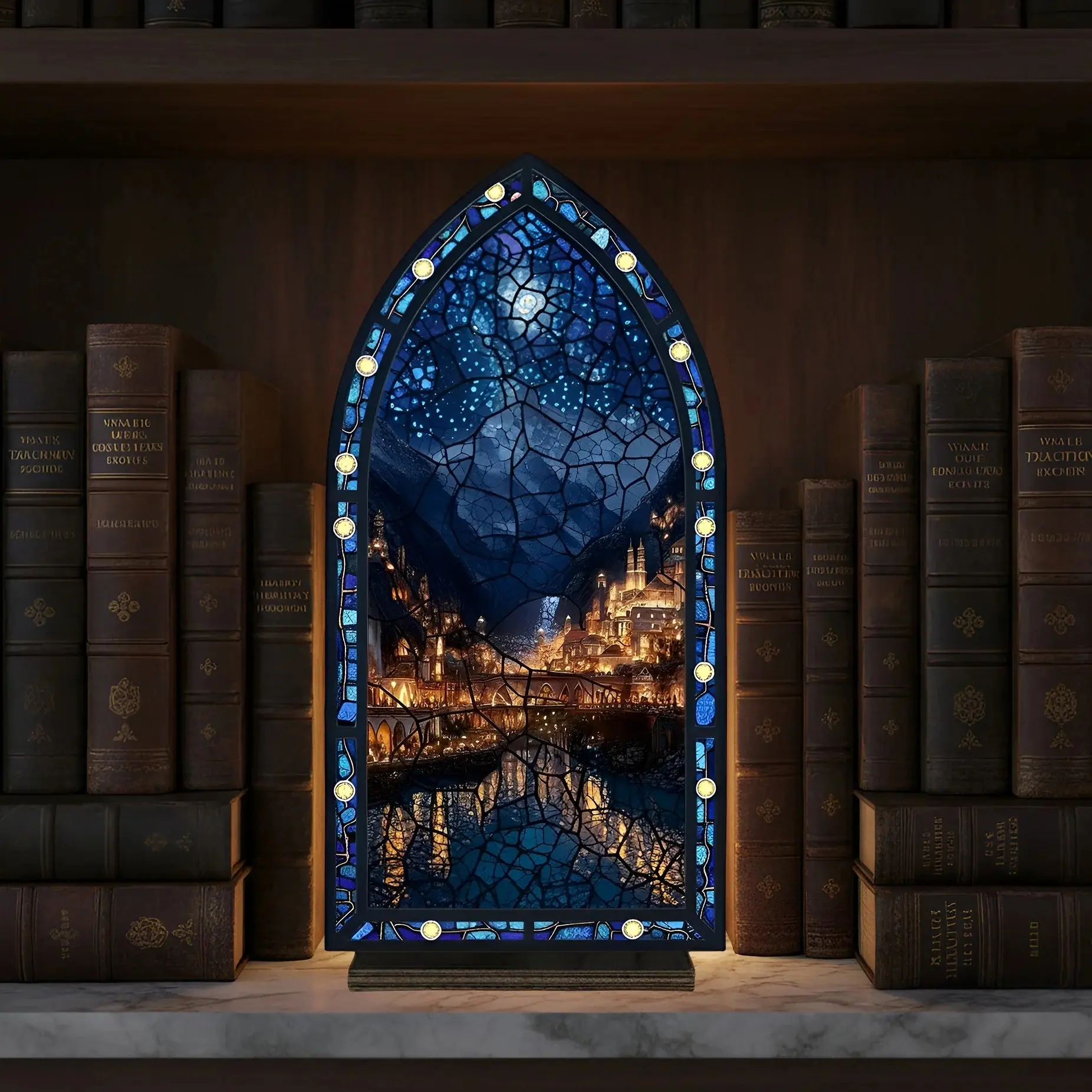 Velaris ACOTAR Book Nook, Night Court Fantasy Decor, Magical City Light Panel, Cozy Reading Nook Accent, Book Lover Gift(No Candle)