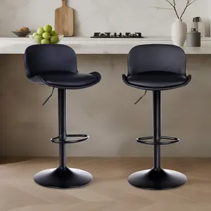 NUSETX Modern Bar Stools, Adjustable-Height Leather Swivel Stools — Cat Scratch Resistant, Modern Counter Barstools with Backrest & Footrest for Kitchen Island & Dining Room